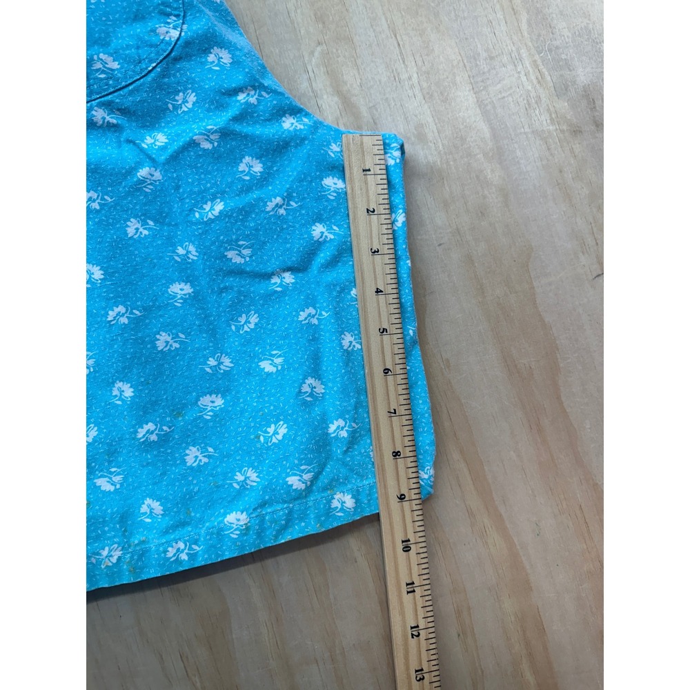 Vintage Gitano Women Blue Floral Ramie Cotton Shortalls Overalls Size M 90s - Picture 10 of 10